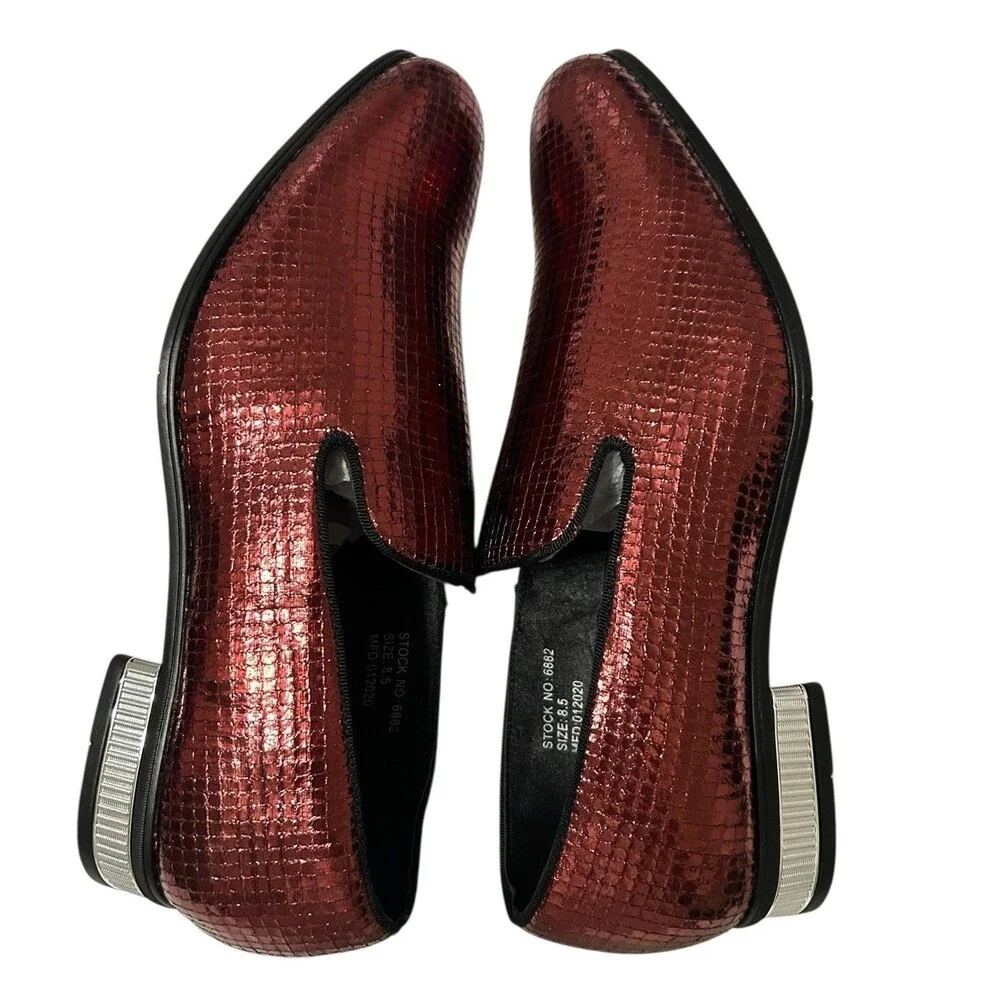 After Midnight Men's Sequins Burgundy Loafer Fashion Party  Dress Shoes Size 8.5